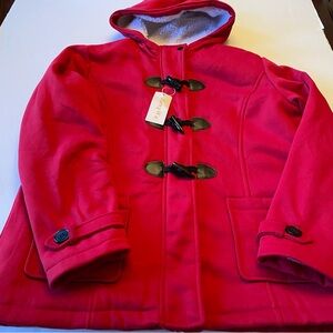 Red Toggle Coat lined in Sherpa women’s size Large